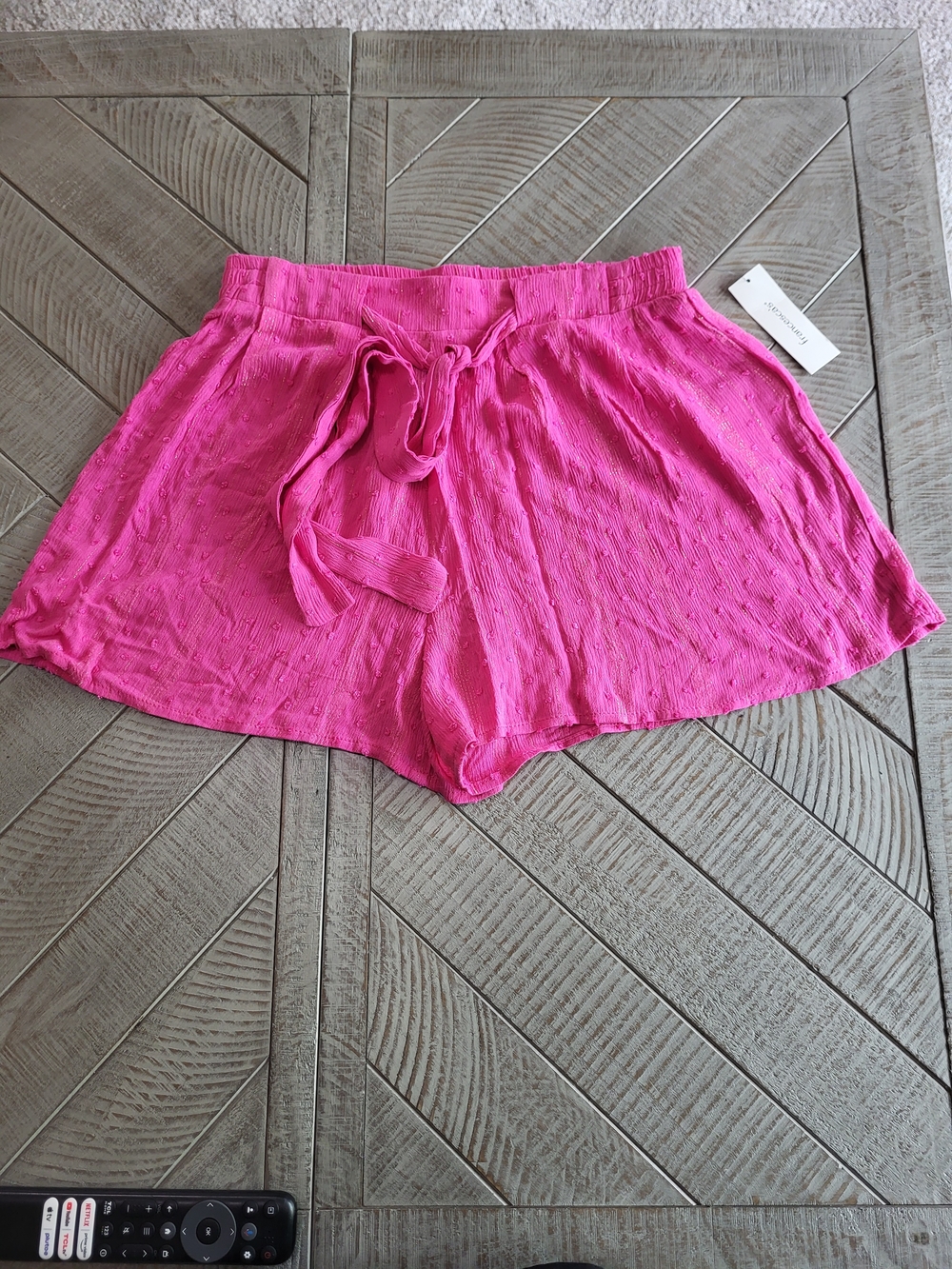 Francesca's Collections Hot Pink Tie-Waist High-Rise Shorts